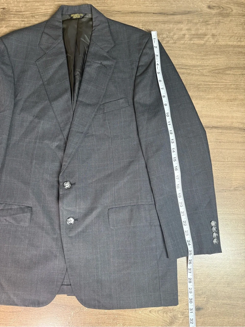 Vintage John Weitz Palm Beach Blazer 46L Gray Plaid Sport Coat USA Made